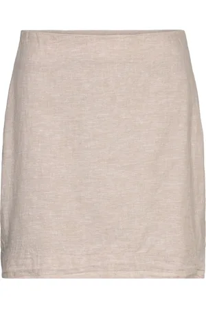Gina Tricot Linen Blend Skirt Lyhyt Hame Beige