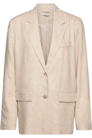 Gina Tricot Linen Blend Blazer Blazers Single Breasted Blazers Beige