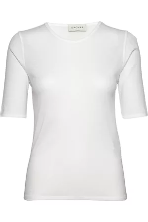 Dagmar Naiset T-paidat - Lyocell Rib Tee T-shirts & Tops Short-sleeved Valkoinen