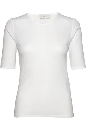 Dagmar Lyocell Rib Tee Designers T-shirts & Tops Short-sleeved White