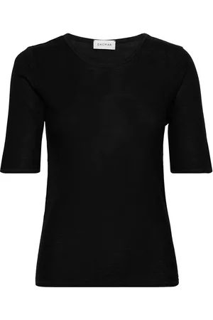 Dagmar Naiset T-paidat - Lyocell Rib Tee T-shirts & Tops Short-sleeved Musta