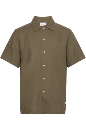 Woodbird Sunny Linen Shirt Designers Shirts Short-sleeved Khaki Green