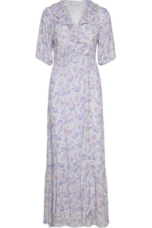Dante 6 Jamilla Printed Wrap Dress Maksimekko Juhlamekko Blue