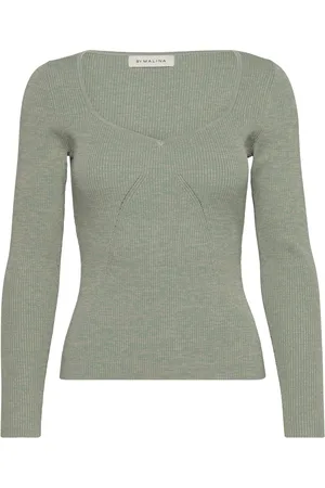 By Malina Tulip Ribbed Knitted Top Tops Knitwear Jumpers Green