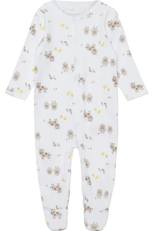 NAME IT Nbnnightsuit W/F Farm Animals Noos Pyjama Sie Jumpsuit Haalari White