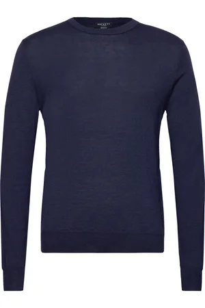 Hackett Gmd Merino Silk Crew Tops Knitwear Round Necks Navy