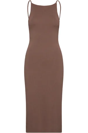 Gina Tricot Knitted Strap Dress Dresses Bodycon Dresses Brown