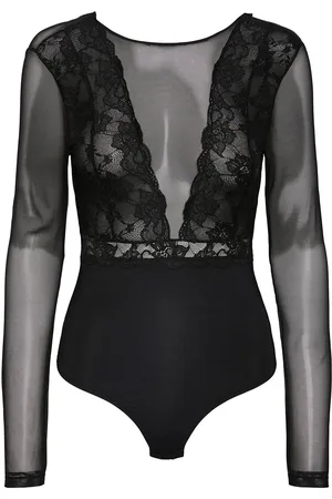Pieces® Pcsicca Ls Bodystocking Tops T-shirts & Tops Bodies Black
