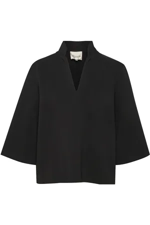 My Essential Wardrobe Lanamw Boxy Blouse Tops Blouses Long-sleeved Black