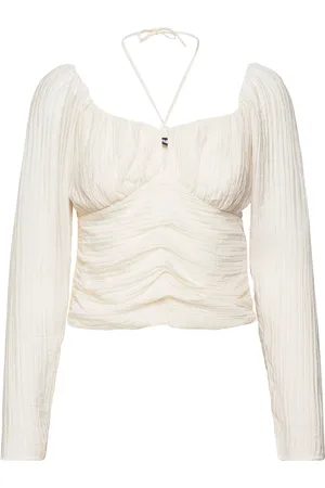 Gina Tricot Gathered Bust Blouse Tops Blouses Long-sleeved White