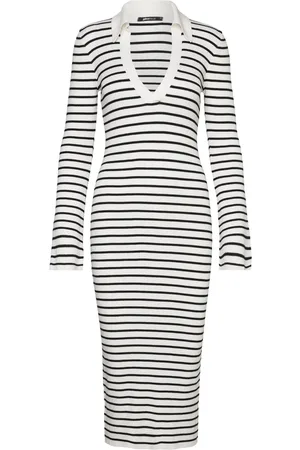 Gina Tricot Collar Knitted Dress Dresses Knitted Dresses Black