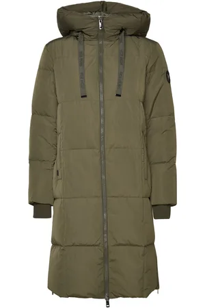 Mos Mosh Nova Square Down Coat Topattu Pitkä Takki Khaki Green