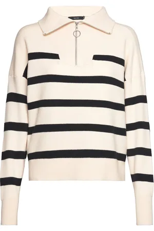 VERO MODA Vmsaba Stripe Ls Highneck Blouse Ga Noos Tops Knitwear Turtleneck Beige