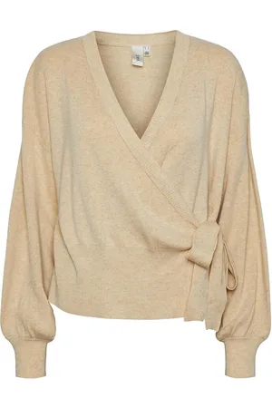 Y.A.S Assi Ls Wrap Knit Cardigan S. Noos Tops Knitwear Cardigans Cream
