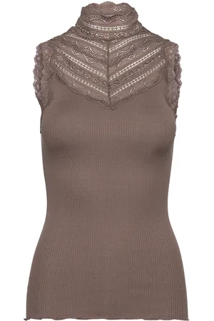 Rosemunde Rwbenita Sl Turtleneck Lace Top Tops T-shirts & Tops Sleeveless Brown