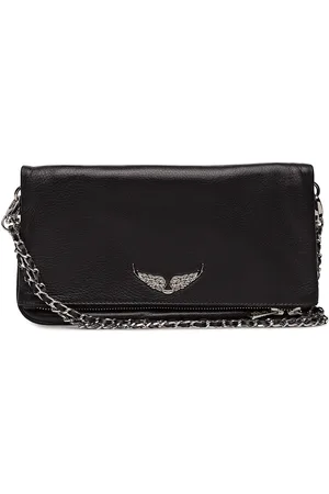 Zadig & Voltaire Rock Grained Leather Designers Clutches Black