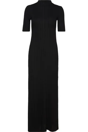 Hope Ribbed Turtleneck Dress Maksimekko Juhlamekko Black
