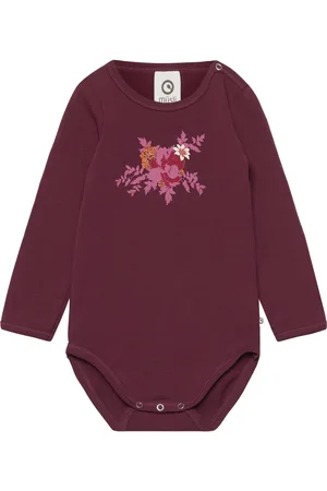 Green Cotton Bloomy Print L/S Body Bodies Long-sleeved Burgundy