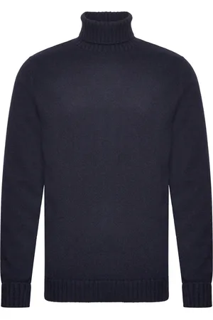 Davida Cashmere Man Chunky Roll Neck Sweater Tops Knitwear Turtlenecks Navy
