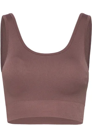 MOONCHILD YOGA WEAR Soft Rib Seamless Crop Top Sport Bras & Tops Sports Bras - All Brown