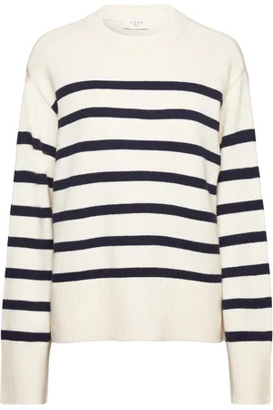 Norr Lindsay New Knit Stripe Top Tops Knitwear Jumpers White