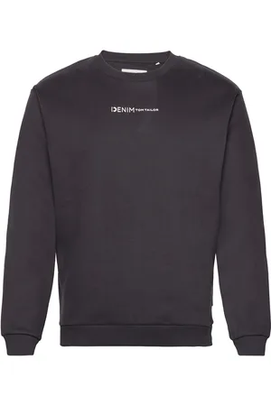 TOM TAILOR Crew Neck Sweater With Print Tops Sweat-shirts & Hoodies Sweat-shirts Black