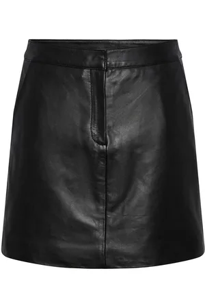 Y.A.S Lyma Hmw Leather Skirt Noos Lyhyt Hame Black