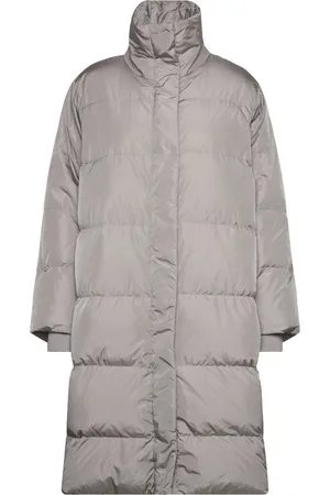 Bruuns Bazaar Downbblucky Coat Topattu Pitkä Takki Grey