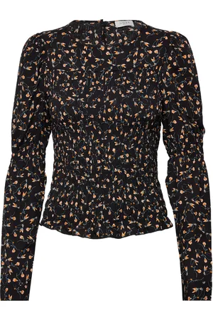 Norr Sabby Smock Top Tops Blouses Long-sleeved Black