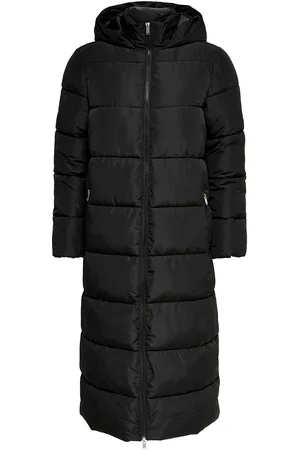 ONLY Onlanna X Long Hood Puffer Coat Otw Topattu Pitkä Takki Black