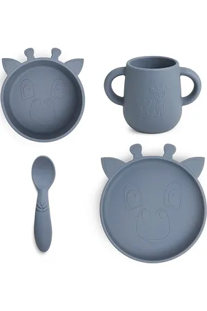 Nuuroo Lykke Silic Dinner Set 4-Pack Giraf Home Meal Time Dinner Sets Blue