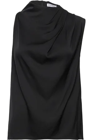 Ahlvar Gallery Lima Silk Tank Tops Blouses Sleeveless Black