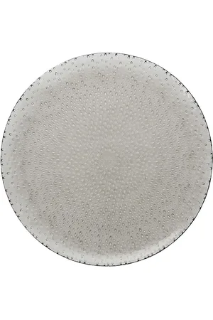 aida Raw Glass Beads - Flad Tallerken Smoke 1 Stk 22,5 Cm Home Tableware Serving Dishes Serving Platters Nude