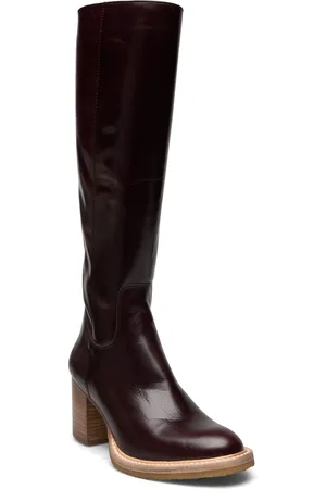 ANGULUS Bootie - Block Heel - With Zippe Korkeavartiset Saapikkaat Brown