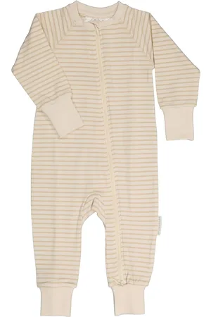 Geggamoja Two Way Zip - Pyjamas Classic Pyjama Sie Jumpsuit Haalari Beige