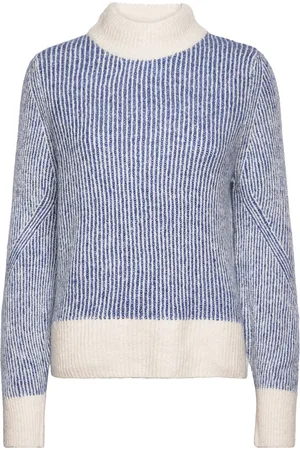 Ichi Ihkamara Ls Stripe4 Tops Knitwear Turtleneck Blue