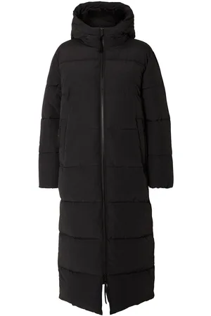 SELECTED Slfjanina Long Puffer Coat Topattu Pitkä Takki Black