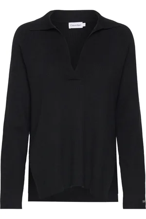 Calvin Klein Essential Rib Polo Neck Sweater Tops Knitwear Jumpers Black