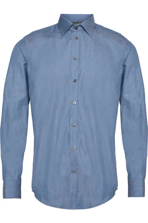 BOSWEEL SHIRTS EST. 1937 Slim Fit Mens Shirt Tops Shirts Business Blue