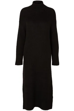 SELECTED Slfmaline Ls Knit Dress High Neck Noos Polvipituinen Mekko Black