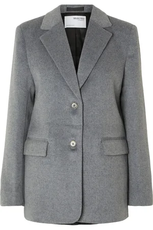 SELECTED Slfsasja Wool Blazer B Blazers Single Breasted Blazers Grey