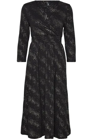 ONLY Onlnew Pella L/S Foil Wrap Dress Jrs Polvipituinen Mekko Black