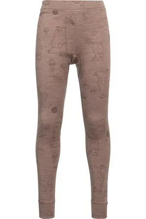 Lindex Longjohns Merino Wool Aop Outerwear Base Layers Baselayer Bottoms Brown