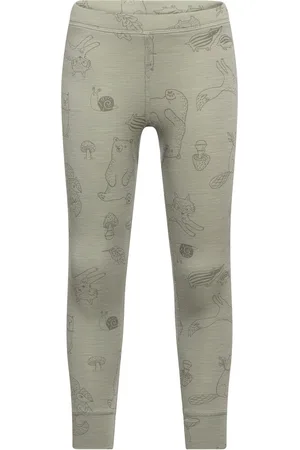 Lindex Longjohns Merino Wool Aop Outerwear Base Layers Baselayer Bottoms Green