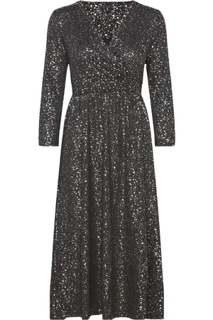 ONLY Onlnew Pella L/S Foil Wrap Dress Jrs Polvipituinen Mekko Black