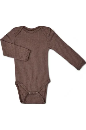 Smallstuff Body Ls, Rose Brown Drop Needle, Merino Wool Bodies Long-sleeved Brown