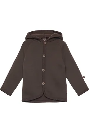 Smallstuff Cardigan Merino Wool W. Buttons And Hoodie, Brown Tops Knitwear Cardigans Brown