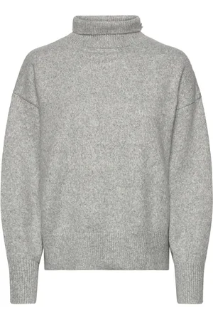 Gina Tricot Funnel Neck Knit Sweater Tops Knitwear Turtleneck Grey