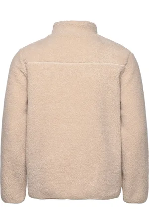 Knowledge Cotton Apparal Teddy Fleece Zip Sweat - Grs/Vegan Tops Sweat-shirts & Hoodies Fleeces & Midlayers Beige