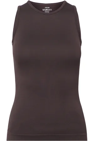 ZEBDIA Women Seamless Tank Top "Rib" Sport T-shirts & Tops Sleeveless Brown